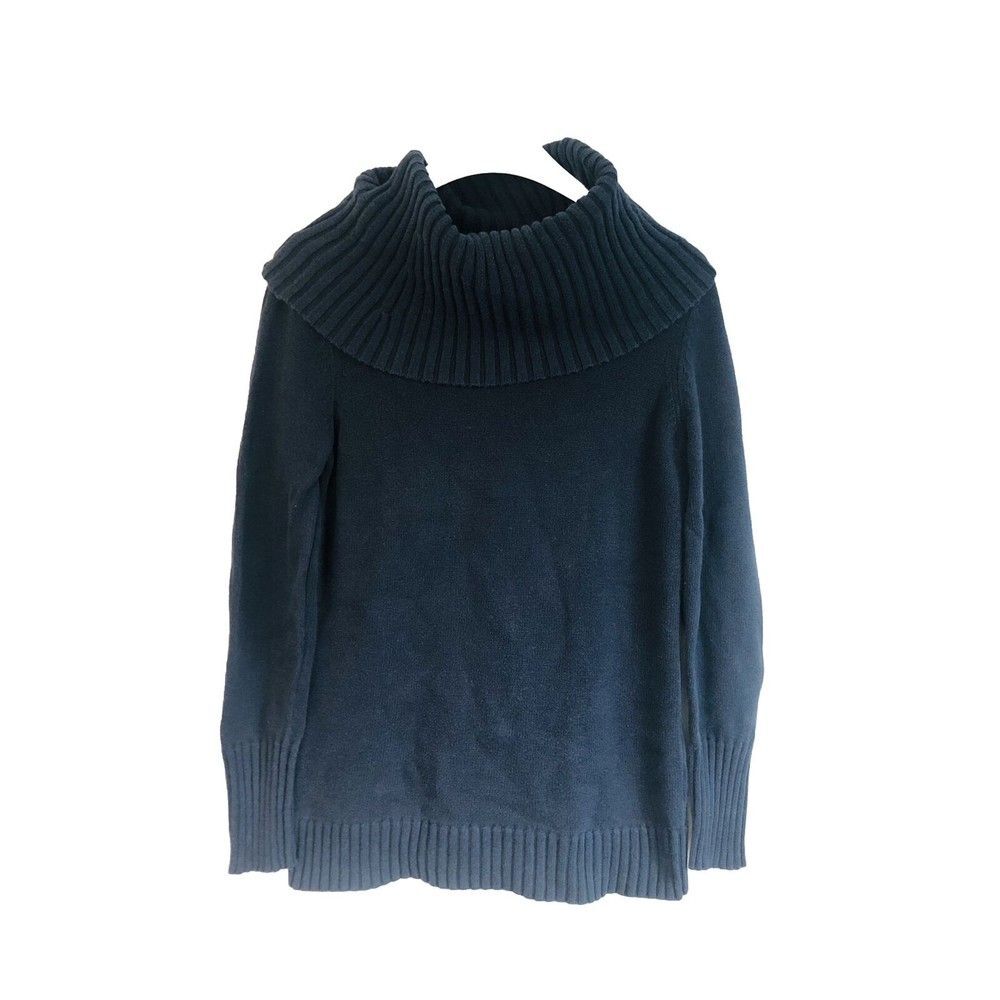 NAUTICA Blue Knit Cowl Neck Sweater Pullover Long Sleeve 100% Cotton Women Small